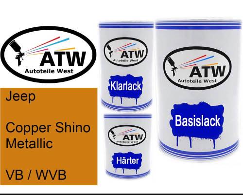 Jeep, Copper Shino Metallic, VB / WVB: 500ml Lackdose + 500ml Klarlack + 250ml Härter - Set, von ATW Autoteile West.